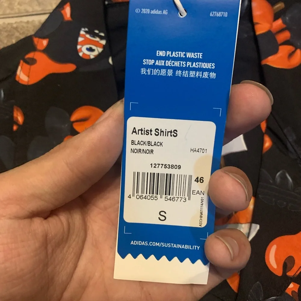 NWT Adidas Philip Colbert Save The Lobster Button Down Shirt Artist Series Small - Picture 4 of 7